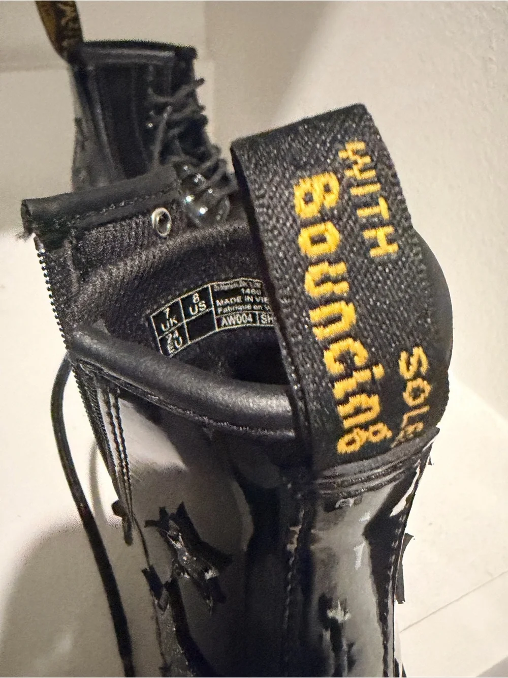 Kids Metallic Silver Heart Lace-Up Boots Dr. Martens
